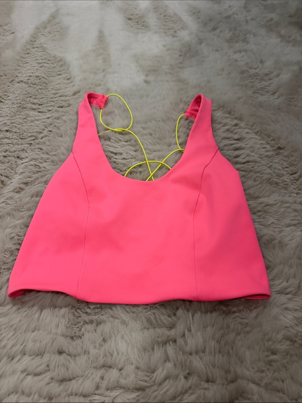 Free People Movement Neon Pink Cropped Top with Yellow Straps